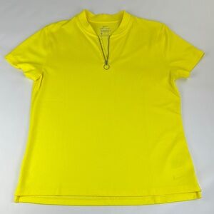 Nike Women's Yellow Size L Top. Zip Neck. NWOT. DRI-FIT Standard fit. Unique Top